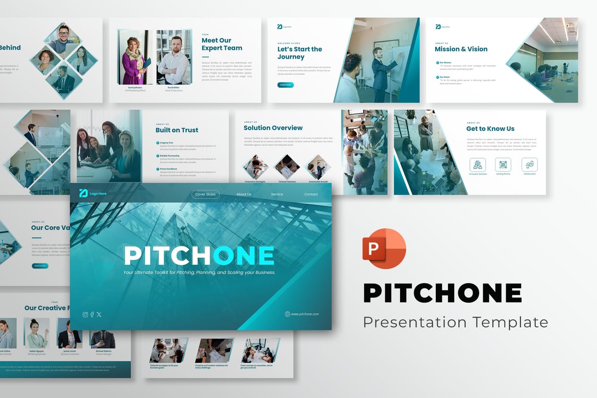 Template Presentasi PowerPoint PITCHONE yang Modern dan Profesional