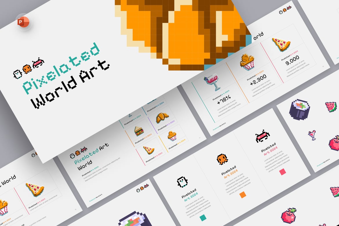 Template PowerPoint Seni Piksel yang Menarik