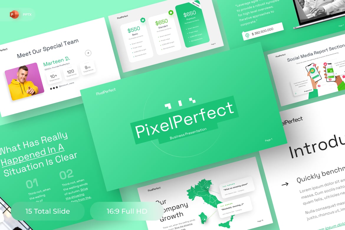 Template Presentasi Bisnis PixelPerfect yang Menakjubkan