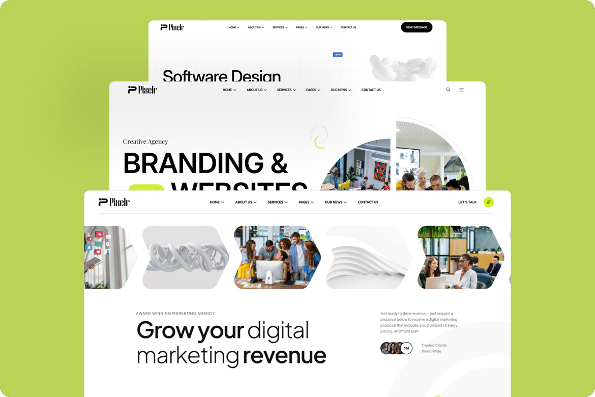Pixelr - Template Website Kreatif untuk Agensi dan Portofolio
