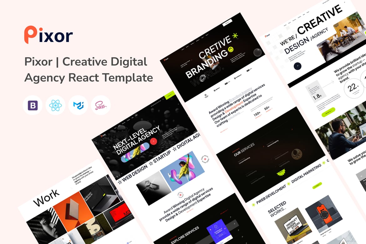 Pixor | Template Website Kreatif untuk Agensi Digital