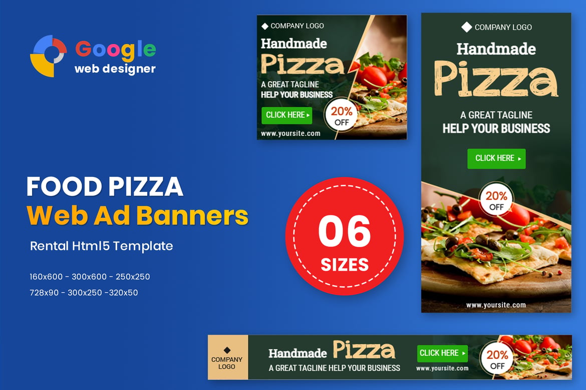 Template Banner Pizza HTML5 - Solusi Kreatif untuk Iklan Makanan Anda