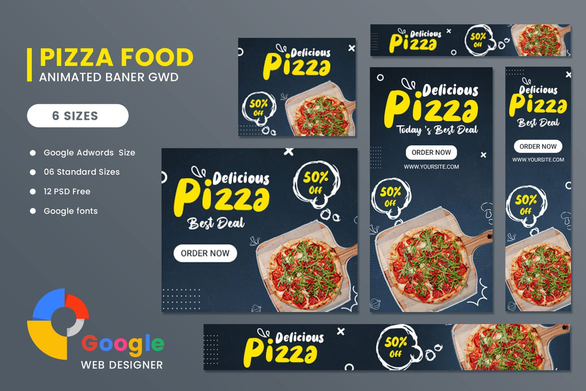Template Iklan Banner HTML5 untuk Pizza - Google Ads