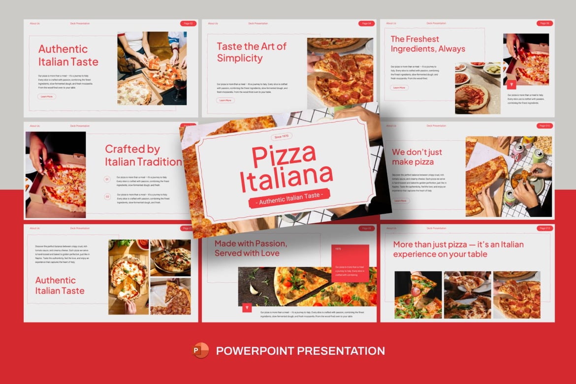 Template PowerPoint Restoran Pizza yang Menarik