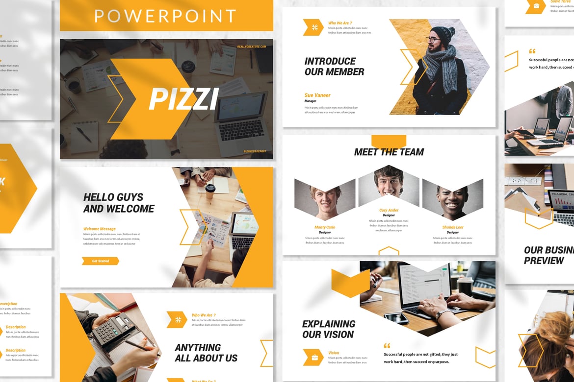 Pizzi - Template Powerpoint Bisnis yang Menarik dan Modern