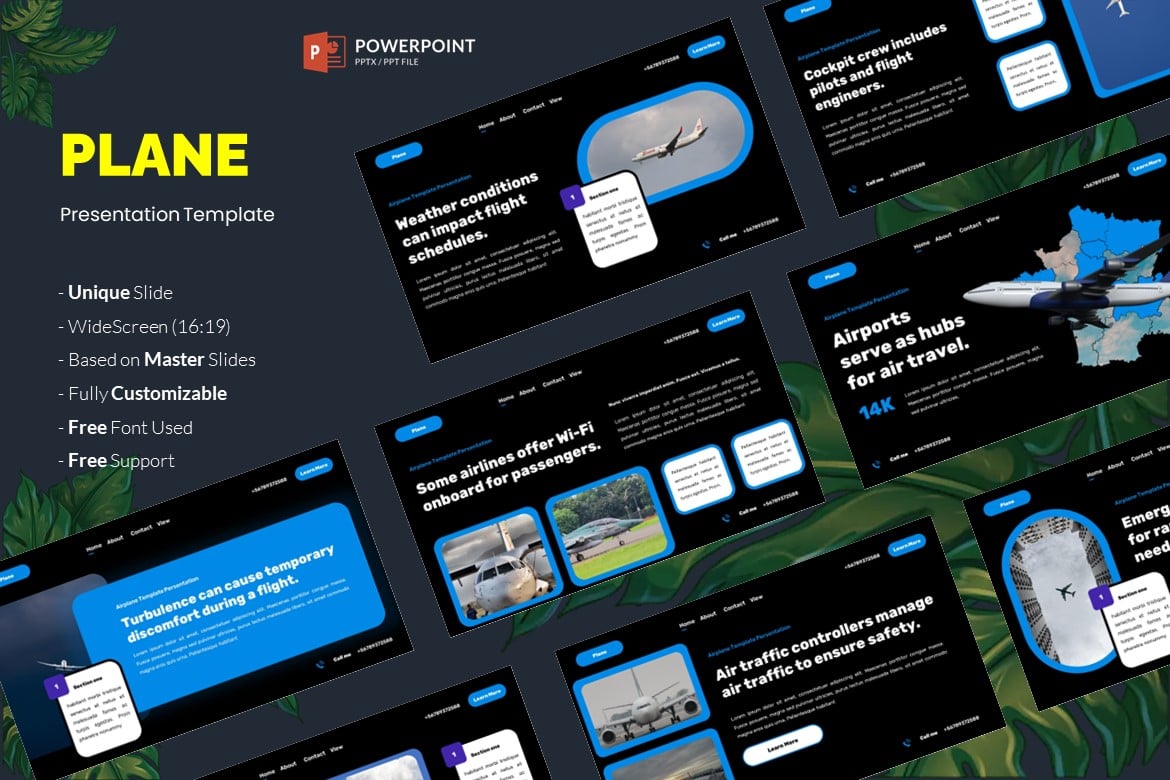 Template PowerPoint Penerbangan yang Modern dan Profesional