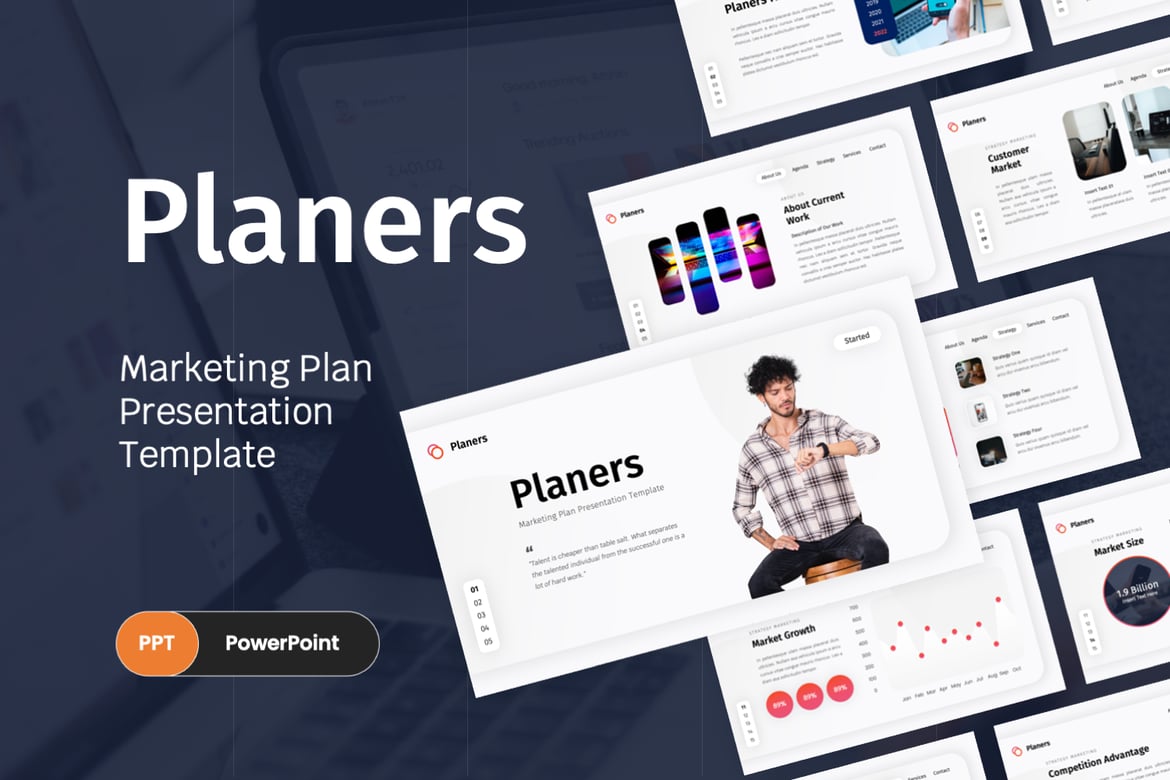 Template PowerPoint Rencana Pemasaran yang Menarik