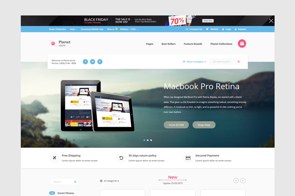 Planet Store - Template Website E-commerce yang Menarik dan Responsif