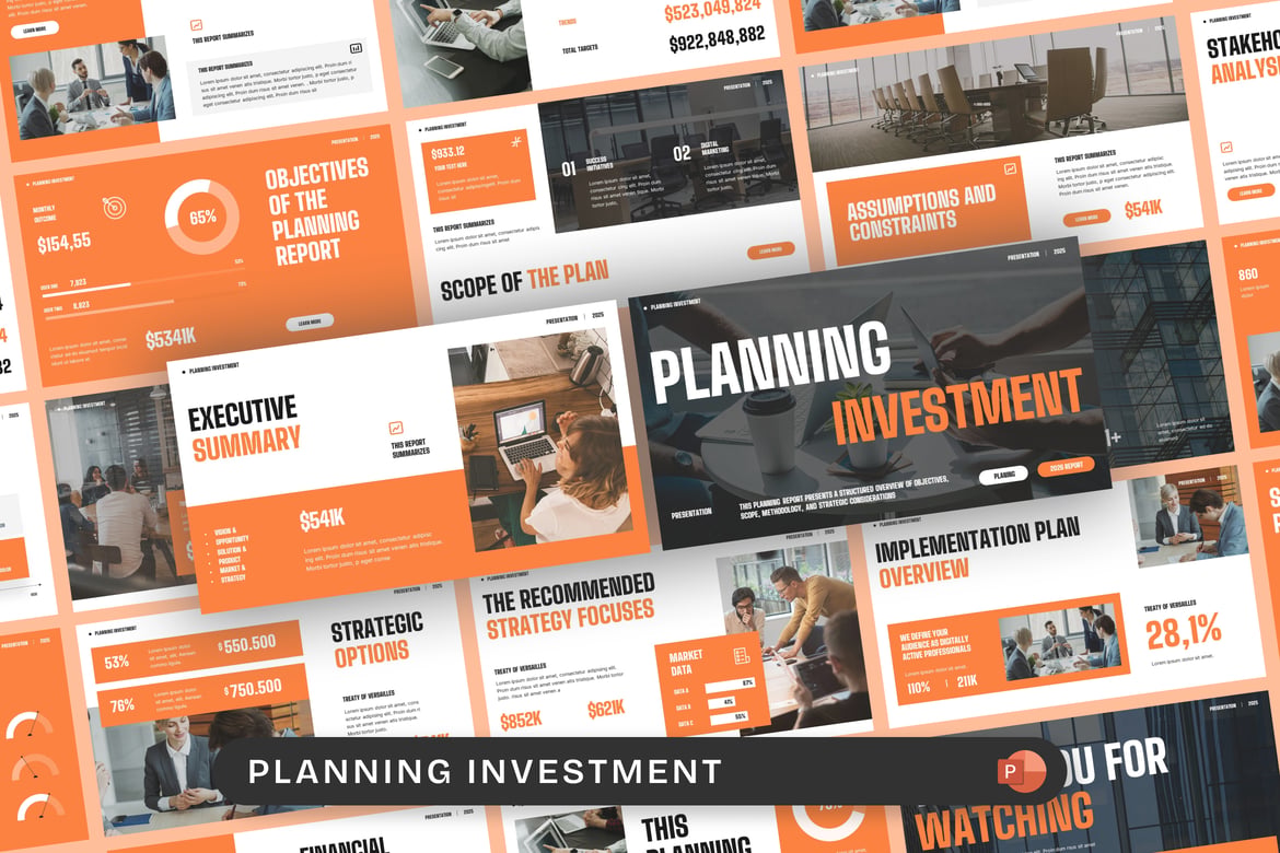Template PowerPoint Investasi Strategis untuk Presentasi Profesional