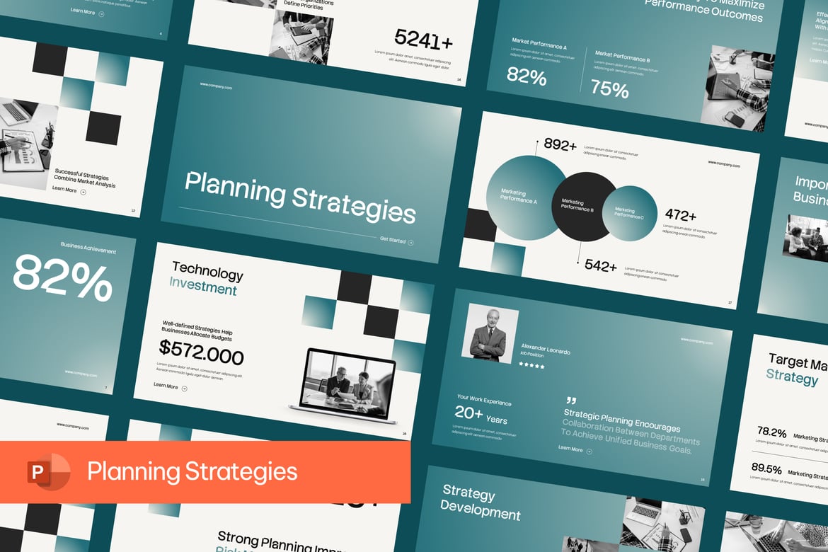 Template PowerPoint Strategi Perencanaan yang Menarik