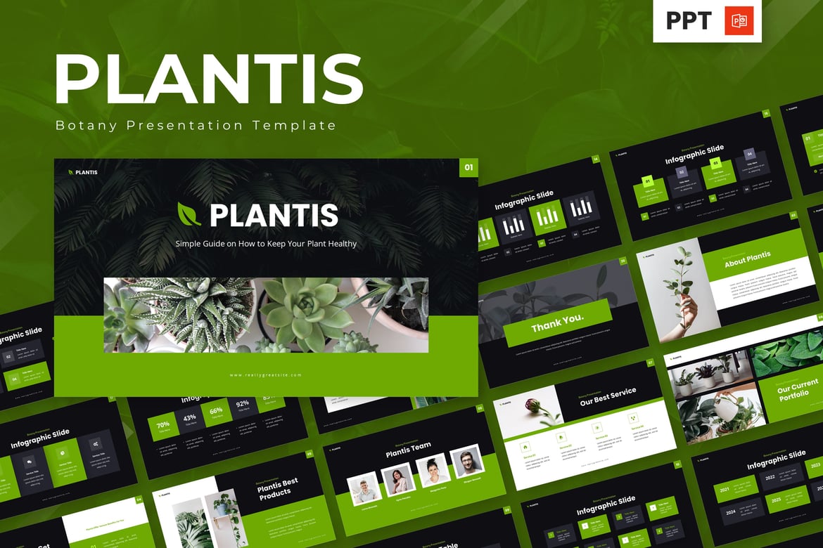 Template Powerpoint Botani - Plantis yang Modern dan Menarik