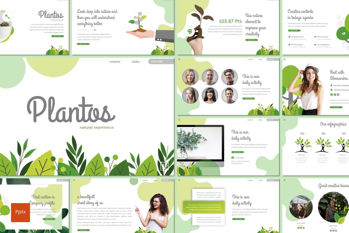 Template Presentasi PowerPoint Plantos - Kreatif dan Minimalis