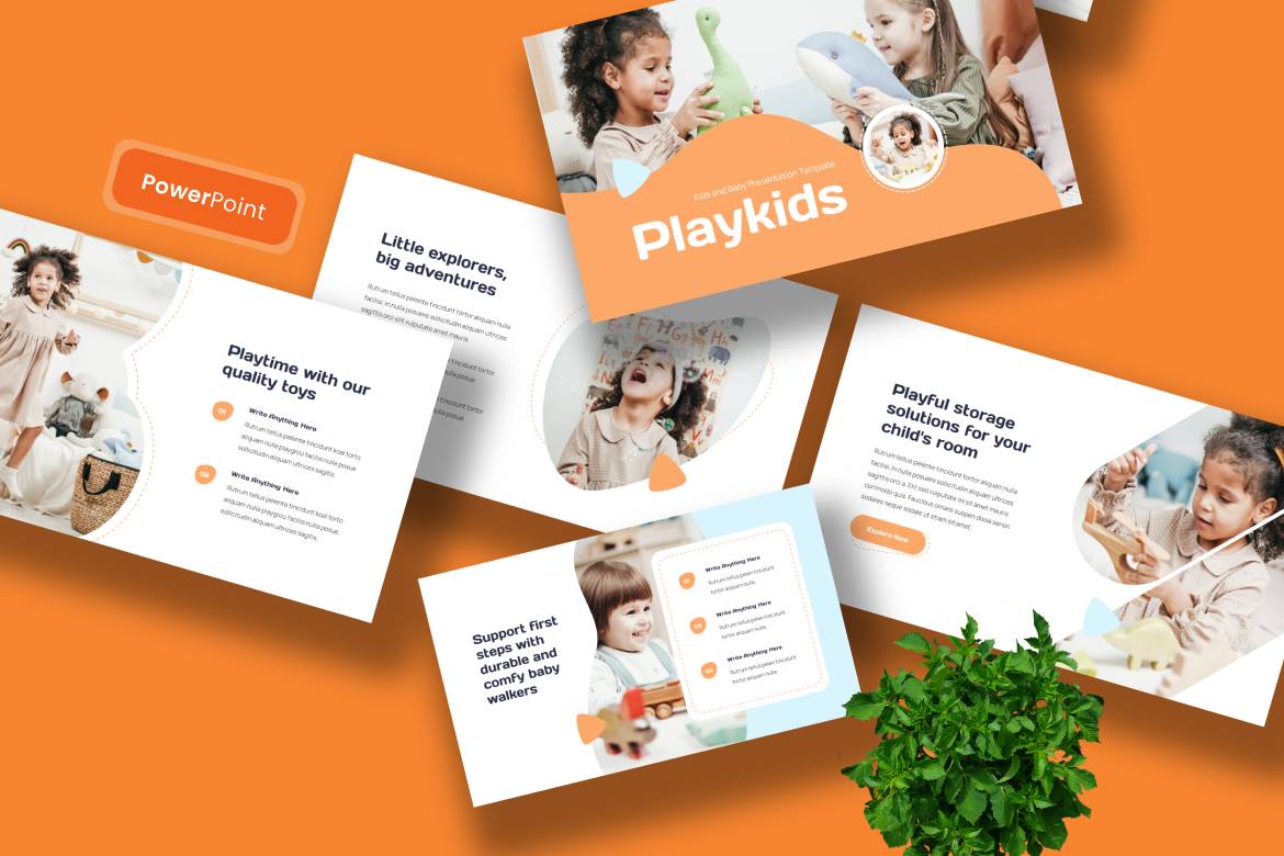 Template PowerPoint Playkids - Kreatif untuk Anak & Bayi