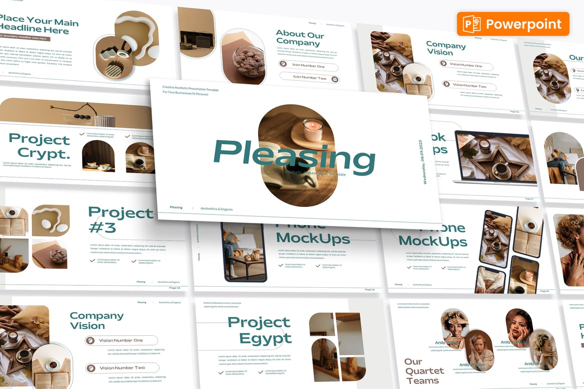 Template Presentasi PowerPoint Estetika Lembut yang Menawan