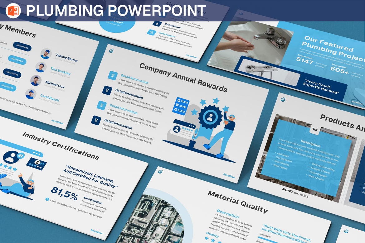 Template Presentasi PowerPoint Layanan Plumber yang Modern dan Profesional