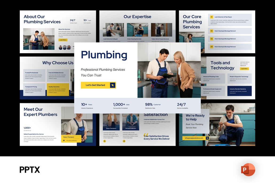 Template Powerpoint Presentasi Layanan Plumbing yang Menarik