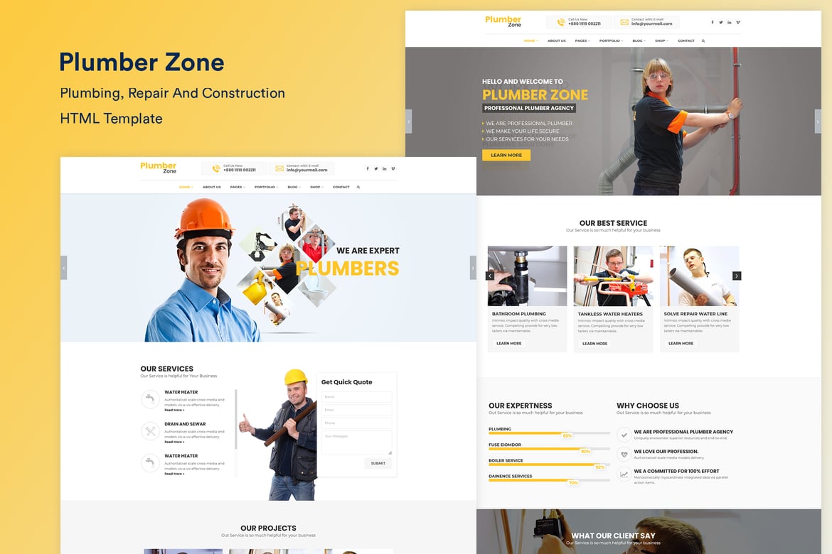 Template Website Modern untuk Jasa Plumbing dan Konstruksi