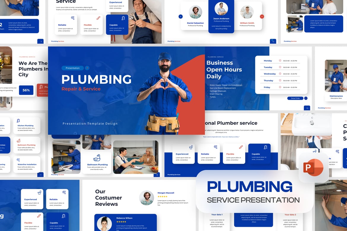 Template Presentasi PowerPoint Layanan Perpipaan Modern