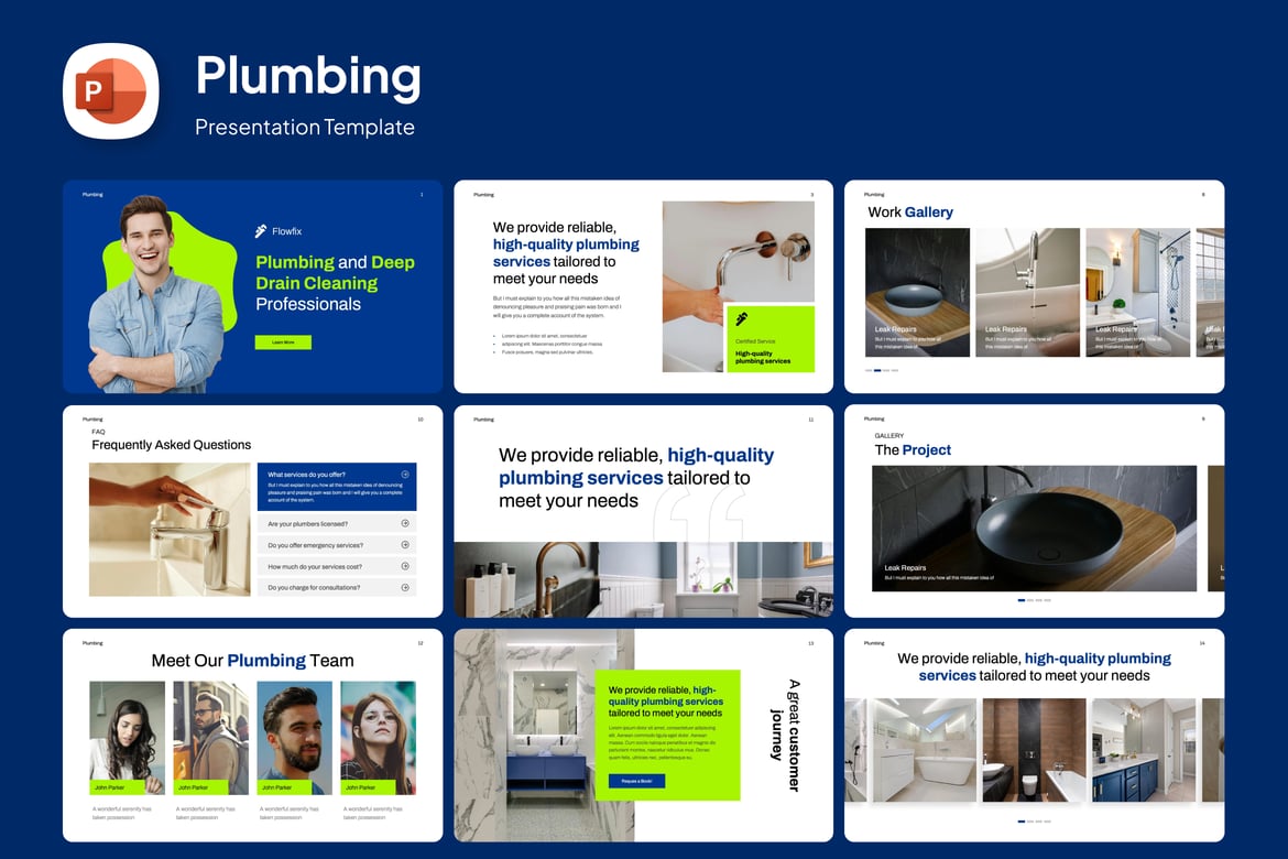 Template Presentasi PowerPoint Layanan Pipa Profesional