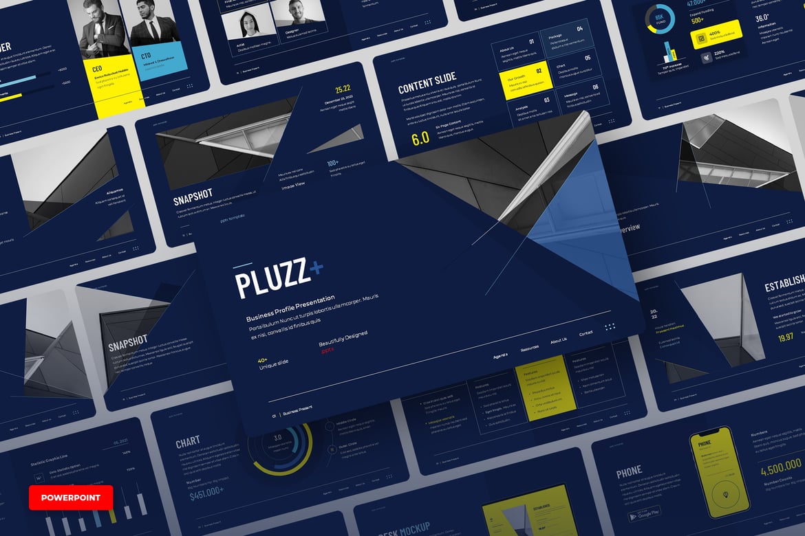 Template PowerPoint Profil Perusahaan PLUZZ yang Menarik dan Profesional