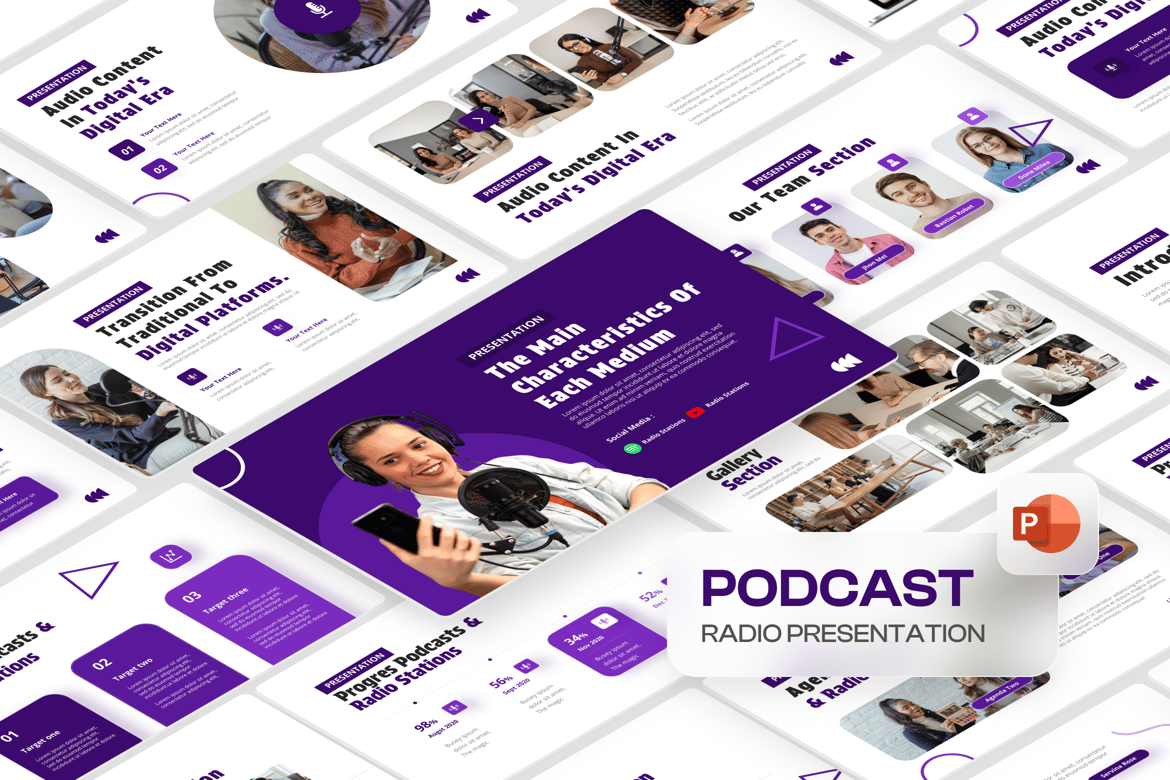 Template Presentasi Podcast & Radio yang Kreatif dan Menarik