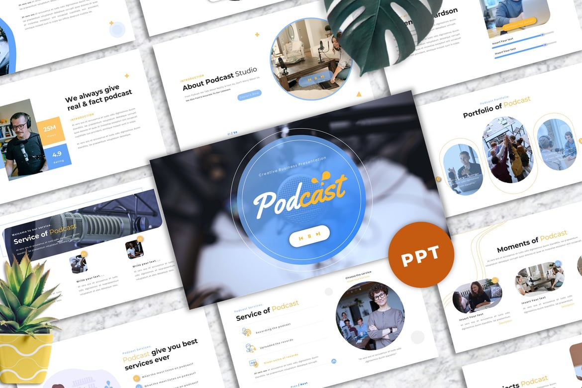 Template Presentasi PowerPoint Podcast untuk Bisnis yang Menarik