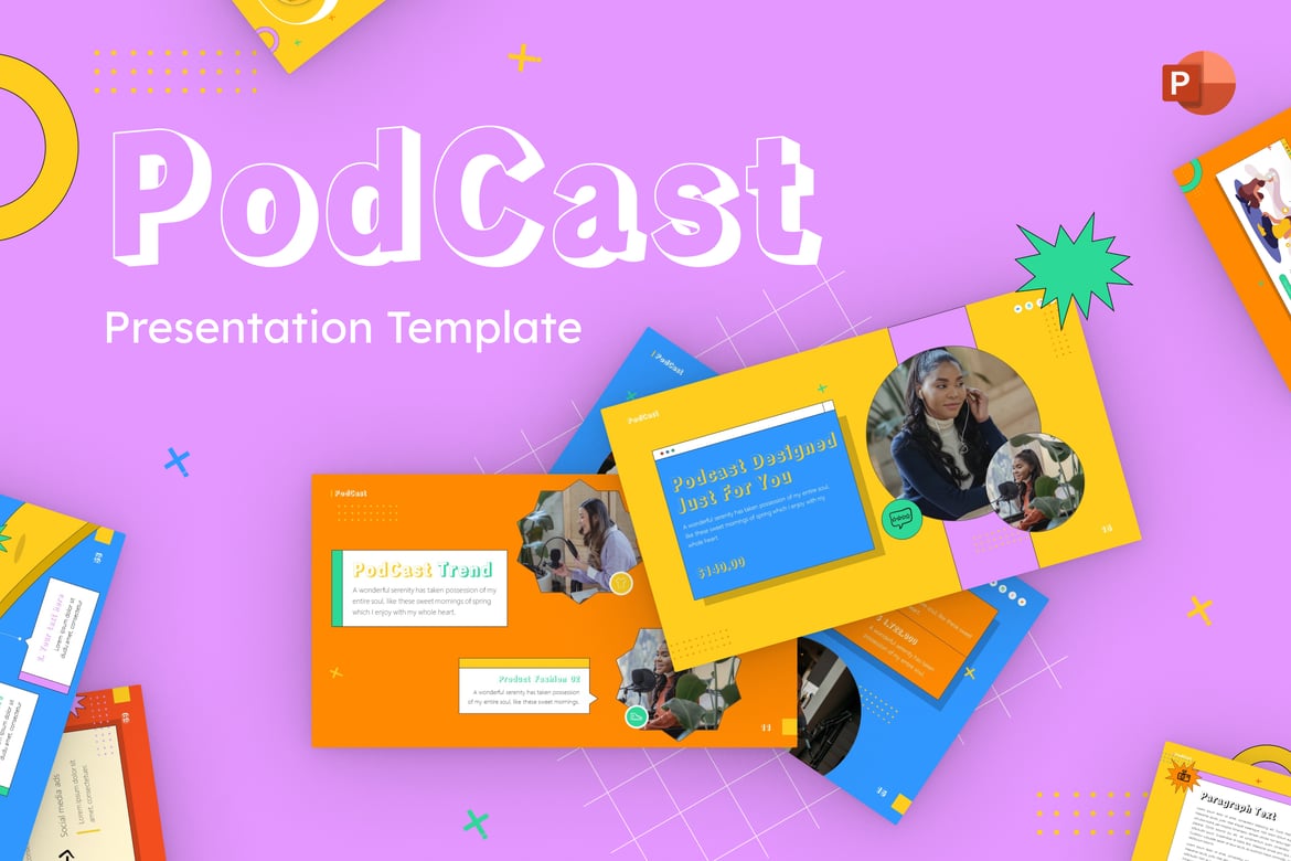 Template Presentasi PowerPoint Kreatif untuk Podcast