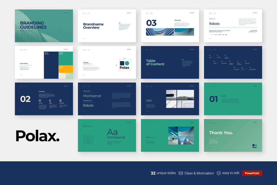 Template PowerPoint Polax - Panduan Brand yang Fleksibel dan Modern