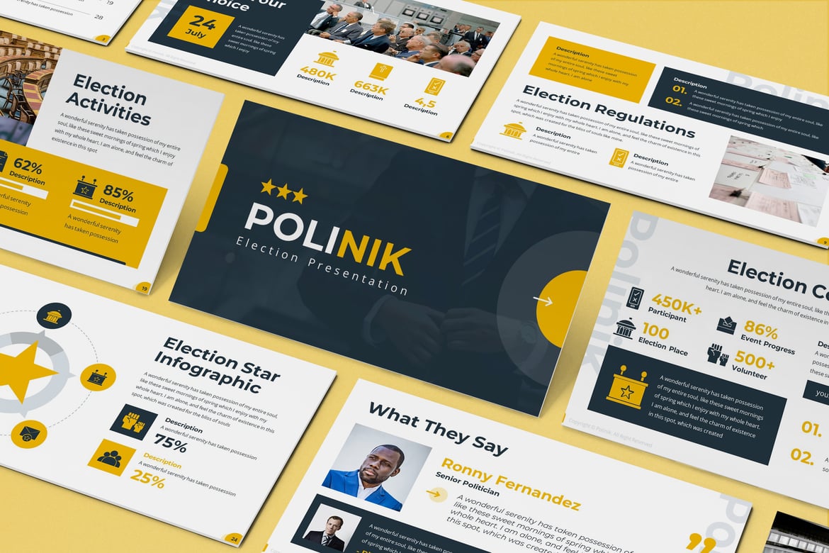 Template Powerpoint Pemilu Polinik - Presentasi Kampanye yang Kuat dan Menarik
