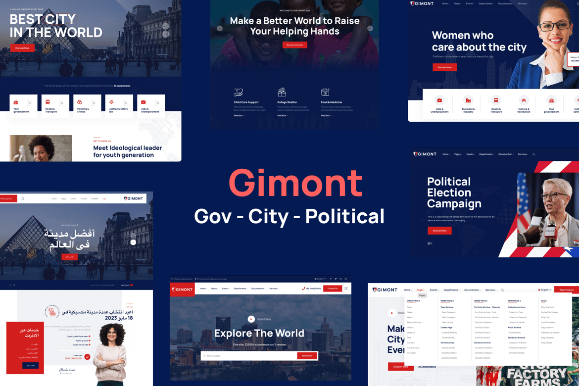 Tema WordPress Kampanye Pemerintah Kota - Gimont yang Menarik