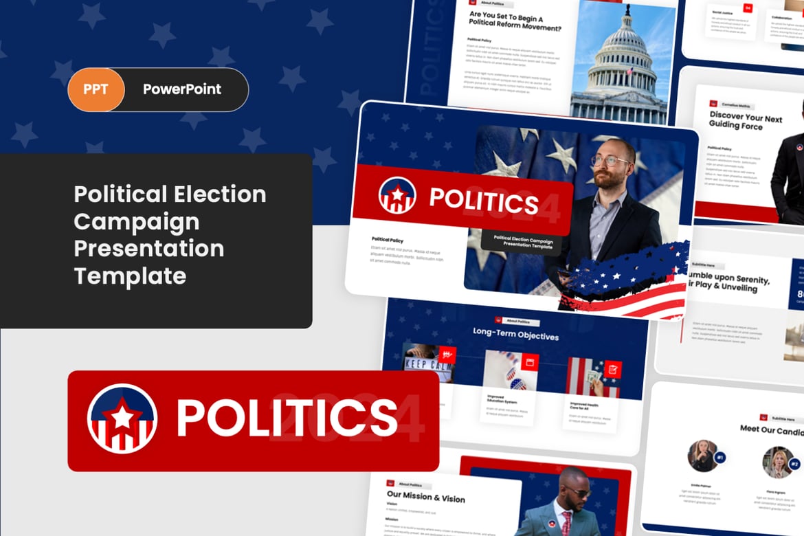Template PowerPoint Kampanye Pemilihan Politik yang Menarik