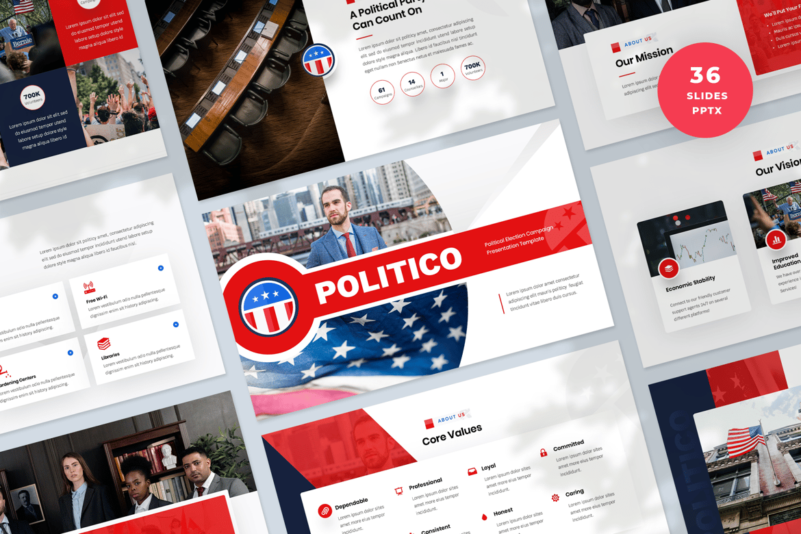 Template PowerPoint Kampanye Politik yang Modern dan Profesional