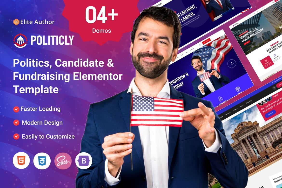 Politicly - Template Website untuk Kampanye Politik & Pemerintahan Kota