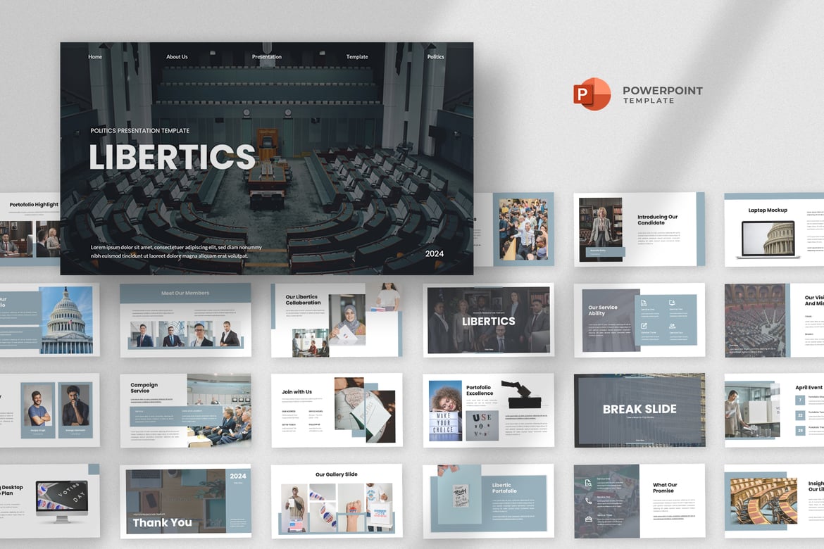 Template Powerpoint Politik & Tata Kelola yang Modern dan Profesional