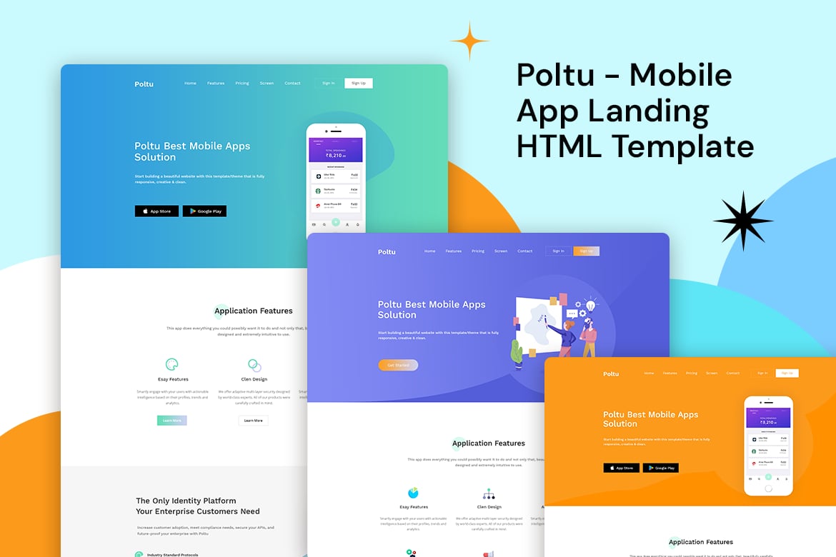 Poltu - Template Website Landing Page Aplikasi Mobile yang Menarik