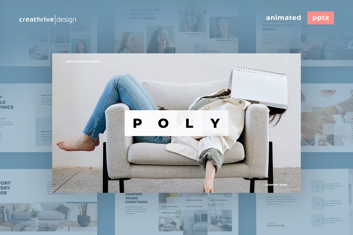 Template PowerPoint Animasi Poly yang Menarik