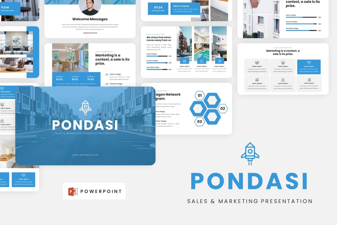 Template PowerPoint Pondasi untuk Pemasaran dan Penjualan yang Menarik