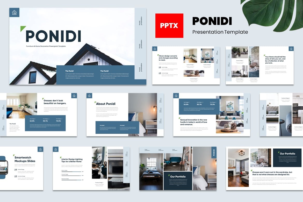 Template PowerPoint Ponidi - Desain Mebel & Dekorasi Rumah yang Modern