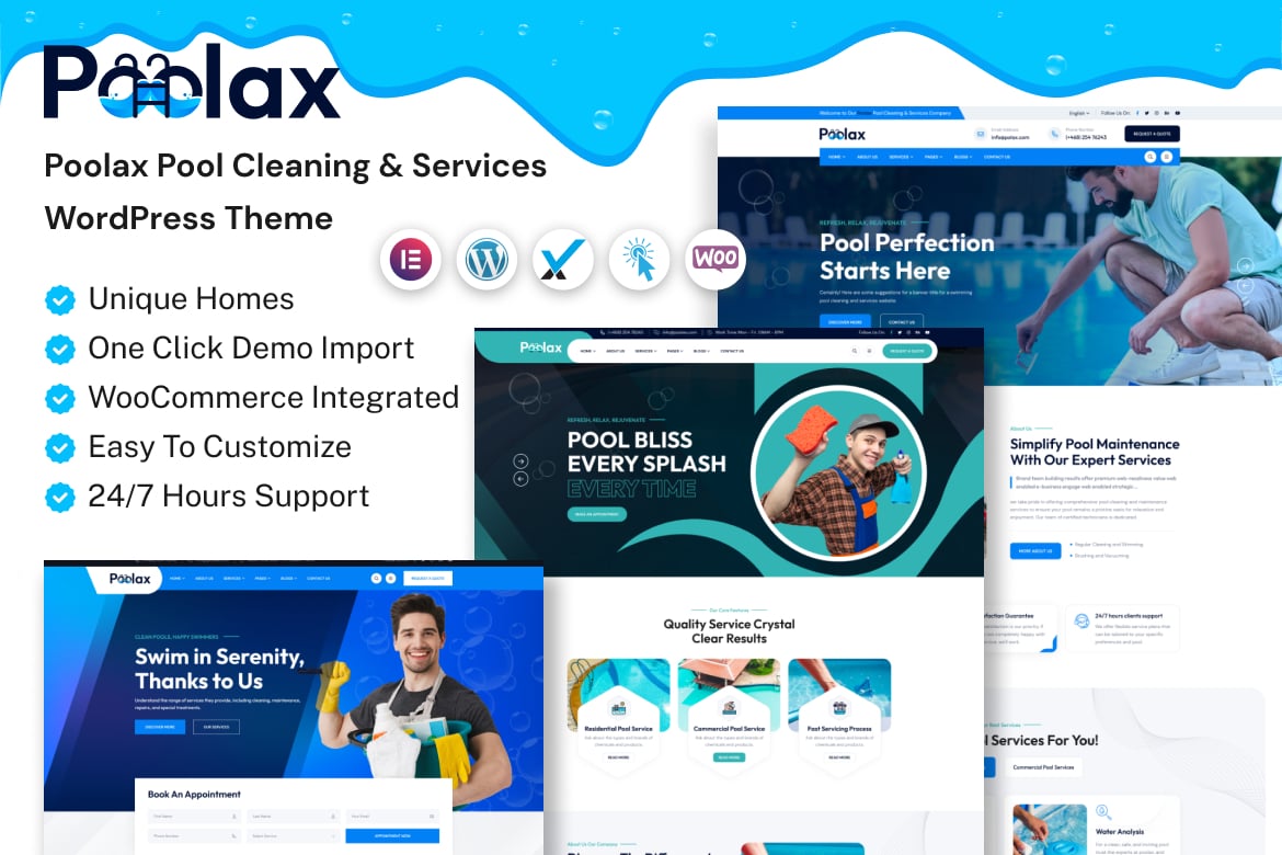 Poolax – Tema WordPress untuk Layanan dan Pembersihan Kolam Renang