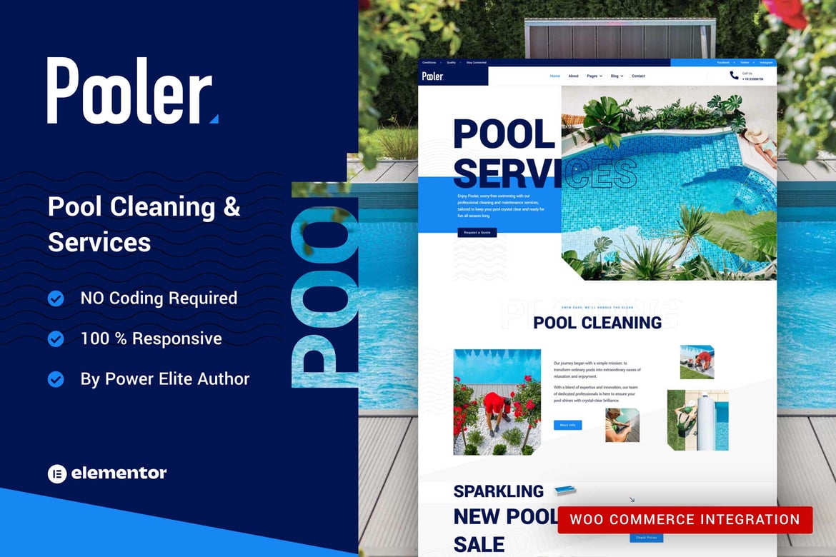 Tema WordPress Pooler - Layanan Pembersihan Kolam Renang Profesional