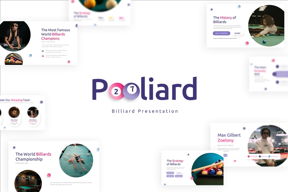 Template PowerPoint Poolliard - Desain Estetis untuk Presentasi Menarik