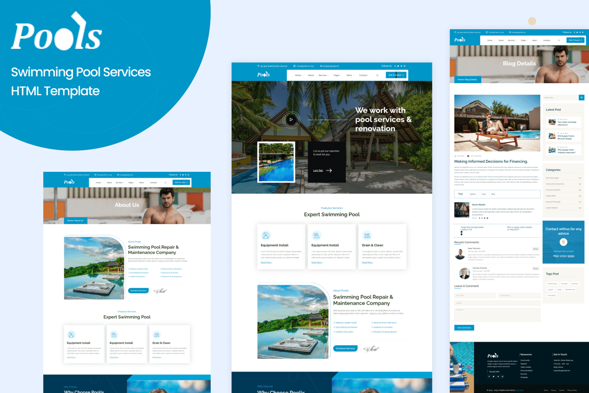 Template Website Layanan Kolam Renang yang Modern dan Responsif