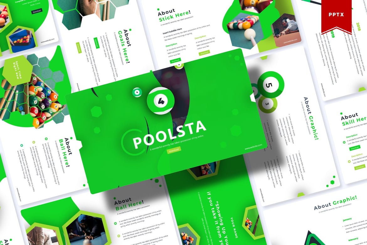 Template Presentasi PowerPoint Poolsta yang Menarik dan Profesional
