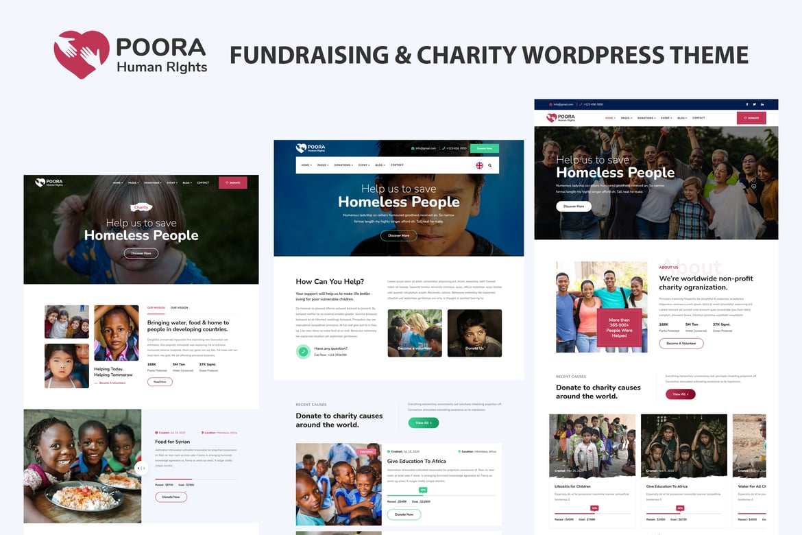 Poora - Tema WordPress untuk Penggalangan Dana dan Amal yang Menarik