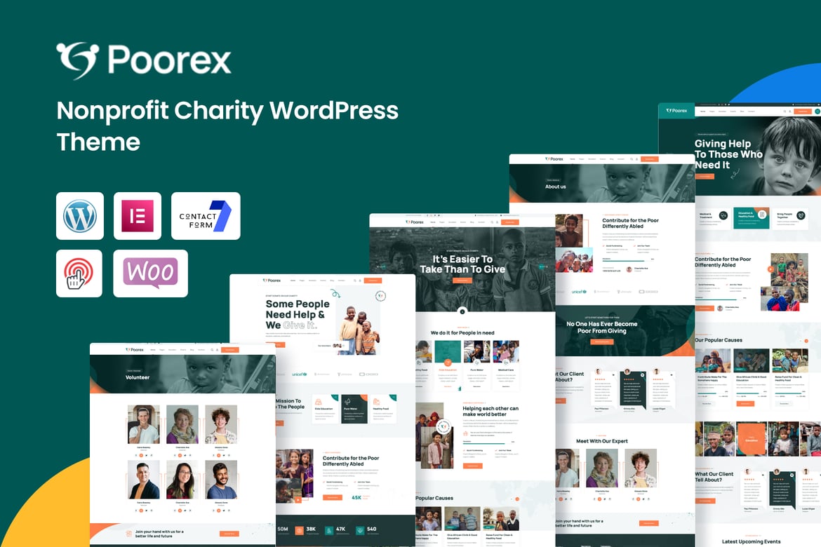 Poorex - Tema WordPress Amal Nonprofit yang Elegan