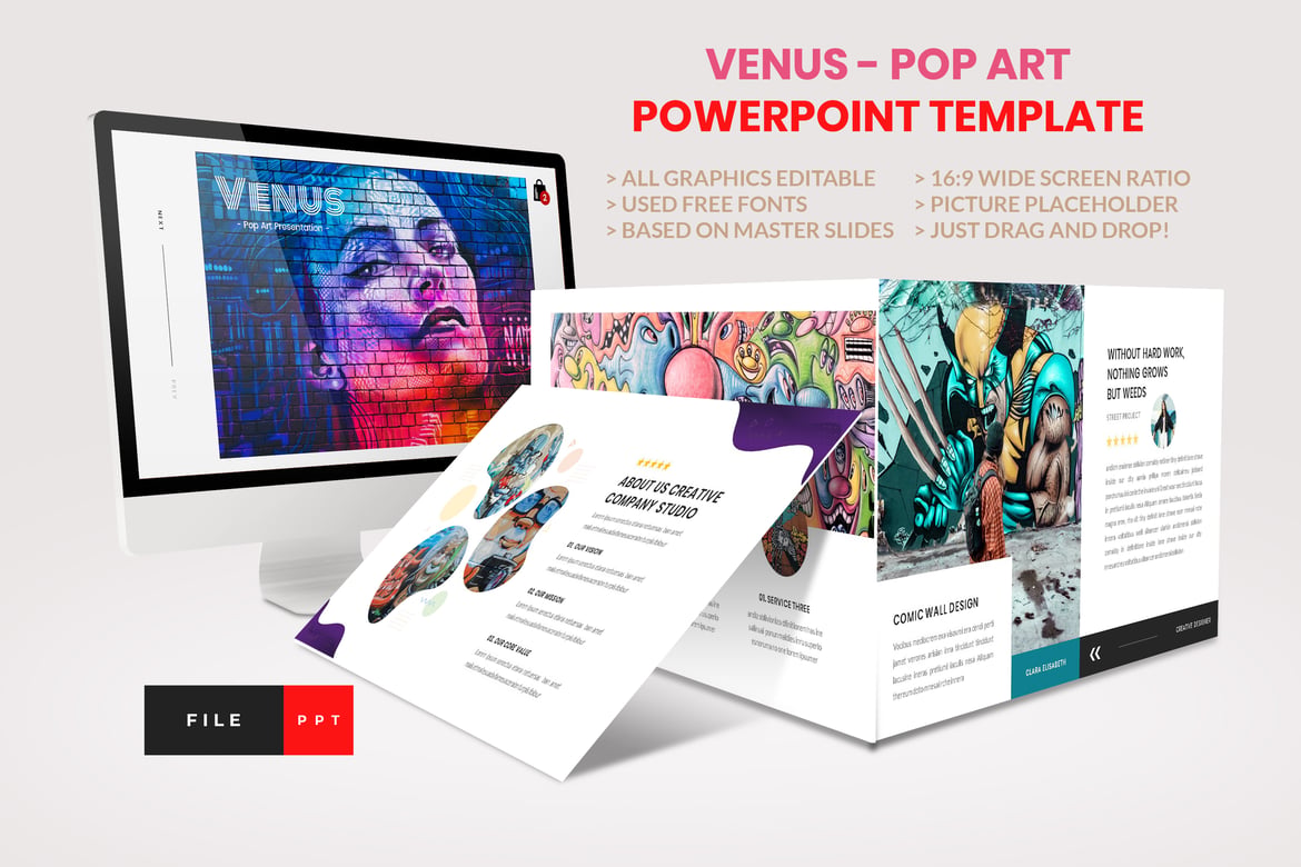 Template PowerPoint Pop Art Kreatif yang Menarik