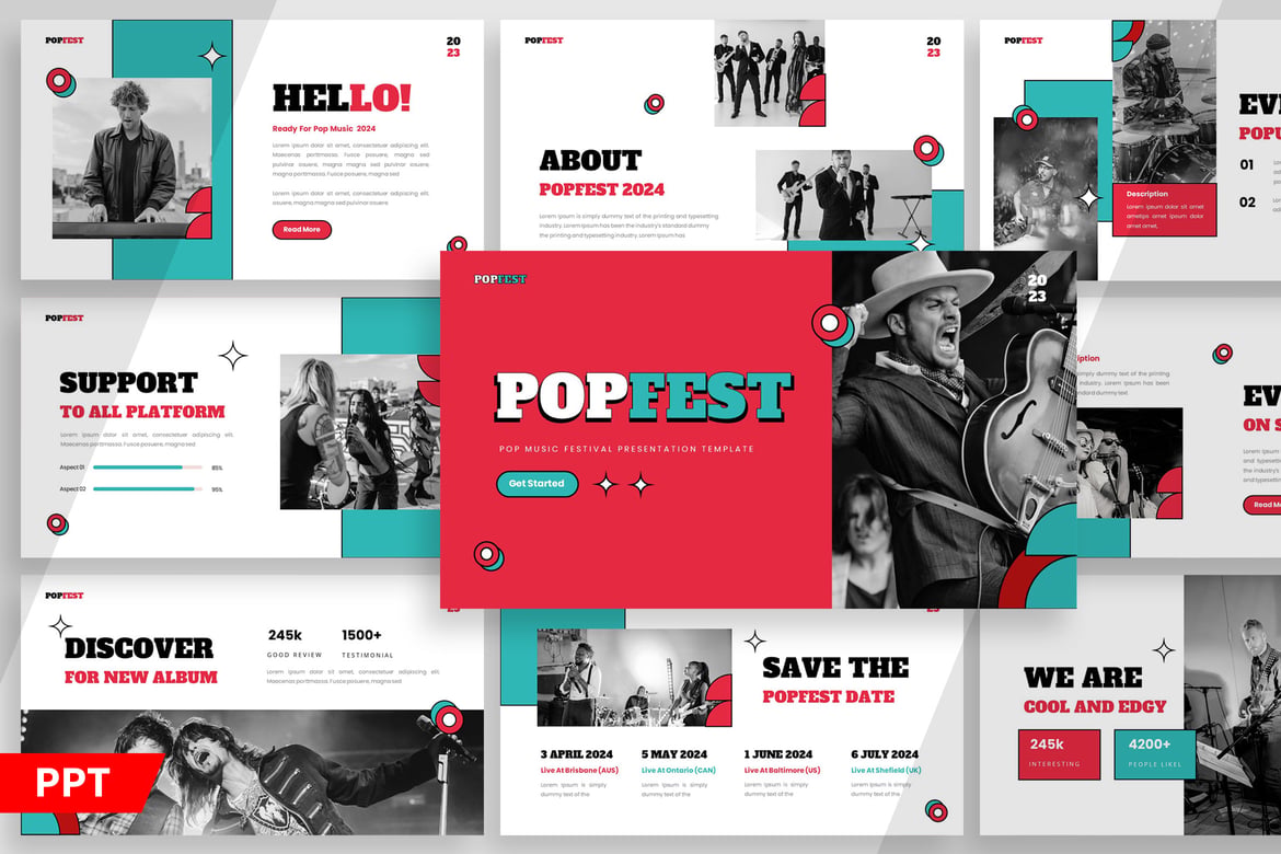 Template PowerPoint Popfest - Solusi Presentasi Elegan dan Multifungsi