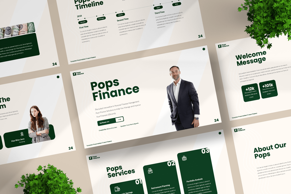 Template Presentasi PowerPoint Pops Finance yang Modern dan Kreatif