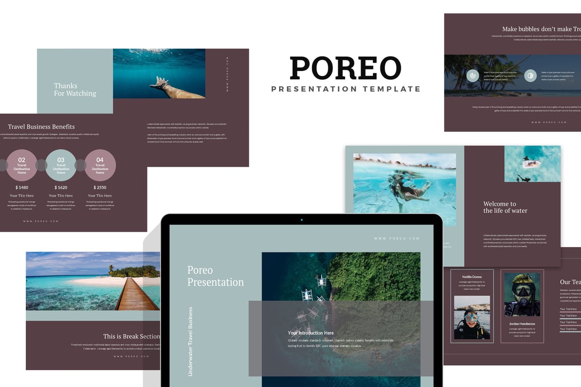 Poreo: Template PowerPoint untuk Presentasi Bisnis Perjalanan Bawah Laut