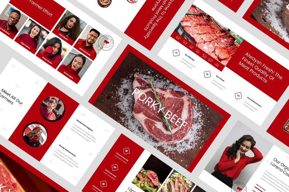 Template PowerPoint Butchery & Peternakan Daging Porky Beef